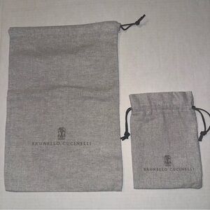 New! Brunello Cucinelli Gray Drawstring Bags - Unisex